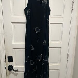 Casual Corner Black and Gray Floral Maxi Dress
